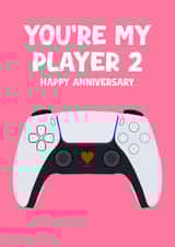 Fun Anniversary Card - Playstation Controller - You're My Player 2 - For Her created by Pink Peach Cards