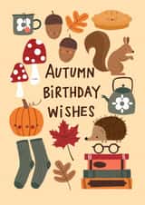 Cute Birthday Card - Autumn Birthday Wishes - Autumnal Themed created by Nicola Watson