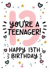 Classic Birthday Card - 13th - Teenager created by Lyndsay Moon