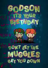 Cute Birthday Card - For Godson - Harry Potter - Muggles created by Cardology