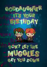Cute Birthday Card - For Goddaughter - Harry Potter - Muggles created by Cardology