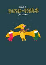 Cute Christmas Card - Dino-Mite - Dinosaur created by Blue Kiwi Design
