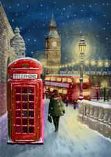 Traditional Christmas Card - London - Snow Scene created by Blue Kiwi Design