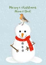 Festive Robin & Snowman Mum & Dad Card created by Sarah Barker Illustrations