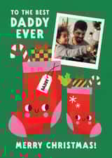 Personalised Christmas Photo Card created by Lemon and Sugar - Cute Christmas Card - For Daddy - Stockings