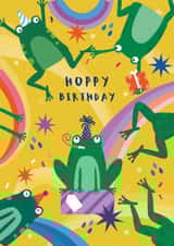 Cute Birthday Card - Hoppy Birthday - Frogs created by Klara Hawkins