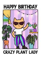 Quirky Crazy Plant Lady Birthday Card created by Dinky Dino