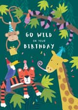 Cute Birthday Card - Jungle Animals - Go Wild created by Klara Hawkins