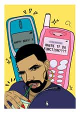 Drake Birthday Card - Yassified Drake Card - Champagne Papi - Drake Card created by Happy Cacti