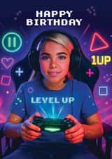 Fun Birthday Card - Gamer Girl created by Woody's Design