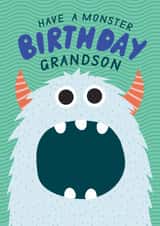 Cute Birthday Card - For Grandson - Monster created by Ellie Hyde