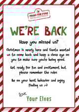 Funny Christmas Card - For Kids - From Elf On The Shelf - We're Back Letter created by Neil Thurlwell