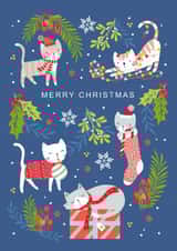 Cute Christmas Card - Cats - Presents & Stockings created by Klara Hawkins