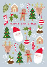 Cute Christmas Card - Santa Claus - Reindeers created by Klara Hawkins