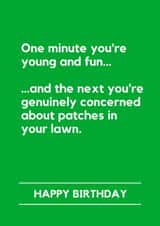 Funny Birthday Card - Lawn Patches - Gardening created by Making Lemonade