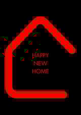 Modern Minimalist New Home Card – Bold Red House Outline, Happy New Home created by Impossible Fox Designs
