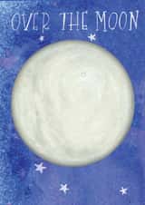 Over the Moon Greeting Card – Hand-Illustrated Celestial Design by Claire Sells created by Claire Sells