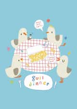 Cute Love And Friendship Card - Gull Dinner created by A Does Art