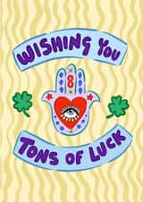 Fun Good Luck Card – Hamsa Hand - Clover created by Hello Melody