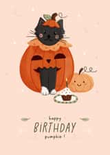 Cute Birthday Card - Autumn Pumpkin Cat created by Another Please