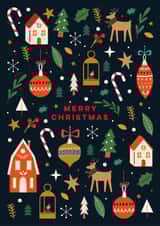 Classic Christmas Card - Festive Foliage - Reindeers created by Eli the Goat