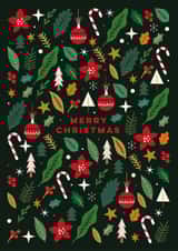 Classic Christmas Card - Poinsettia, Trees and Baubles - Festive Foliage created by Eli the Goat