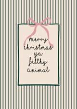 Merry Christmas card for your bestie cute stripe bow design created by Kind of Simple Designs