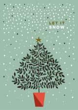 Classic Christmas Card - Let It Snow - Tree & Snow created by Eli the Goat