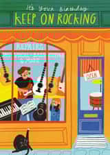Cute Birthday Card - Keep On Rocking - Music Shop created by AbiGoLucky