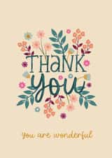 Pretty Thank You Card - You Are Wonderful created by The Pattern Press