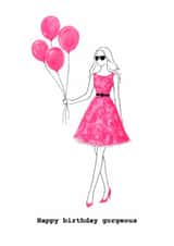 Stylish Pink Dress Birthday Card – Happy Birthday Gorgeous created by Proud London