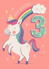 Cute 3rd Birthday Card - For Her - Unicorn created by Dalia Clark Design