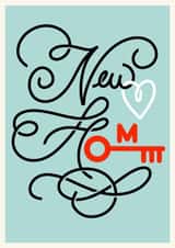 Typography ‘‘new home’ card with key for friends friends family created by catantrell