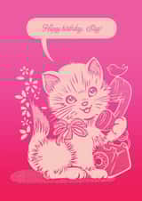 Happy Birthday, Slag! - Funny Retro Kitten Card created by Meric Pine