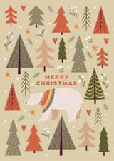 Classic Christmas Card - Polar Bear - Christmas Trees created by Eli the Goat