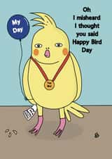 Funny Birthday Card - Bird Day - Balloon created by Blessherlittleartoons by Amy