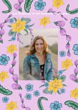 Personalised Birthday Photo Card created by Eleanor Leaver - Happy birthday Mum! Floral classic card.