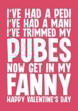 Rude Valentine's Day Card - Get In My Fanny created by Blind Faith