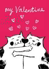 Cute Valentine's Day Card - Cats - Hugging - hearts created by Paper Bird