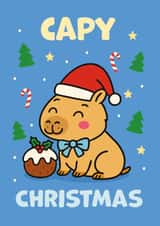 Cute Capy Capybara Christmas card created by Percy & Pearl
