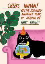 Funny Birthday Card - Serving The Cat created by Forever Funny
