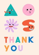 Cute Thank You Card - Silly Faces - Abstract Shapes created by Sad Girl Illustration