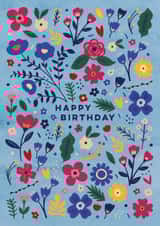 Pretty Birthday Card - Flowers - Leaves - Meadow created by Eli the Goat