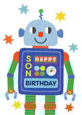 Cute Birthday Card - For Son - Robot created by Helen Thompson