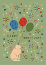 Cute Birthday Card - Cat - Balloons created by Eli the Goat