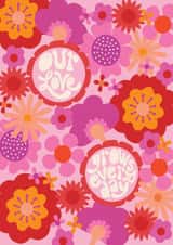 Funky Valentine's Day/Anniversary Card - 1970s Inspired Design - Our Love Grows Every Day created by Raspberry Blossom