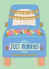 Fun Wedding Card - Just Married - Car created by Raspberry Blossom