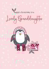 Cute Christmas Card - For Lovely Granddaughter - Penguin created by Molly Mae