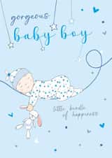 Traditional New Baby Card - Baby Boy - Little Bundle Of Happiness created by Molly Mae