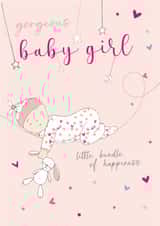 Traditional New Baby Card - Baby Girl - Little Bundle Of Happiness created by Molly Mae